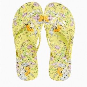 NWT Vera Bradley Sunlit Garden Yellow Flip Flops Size 9-10